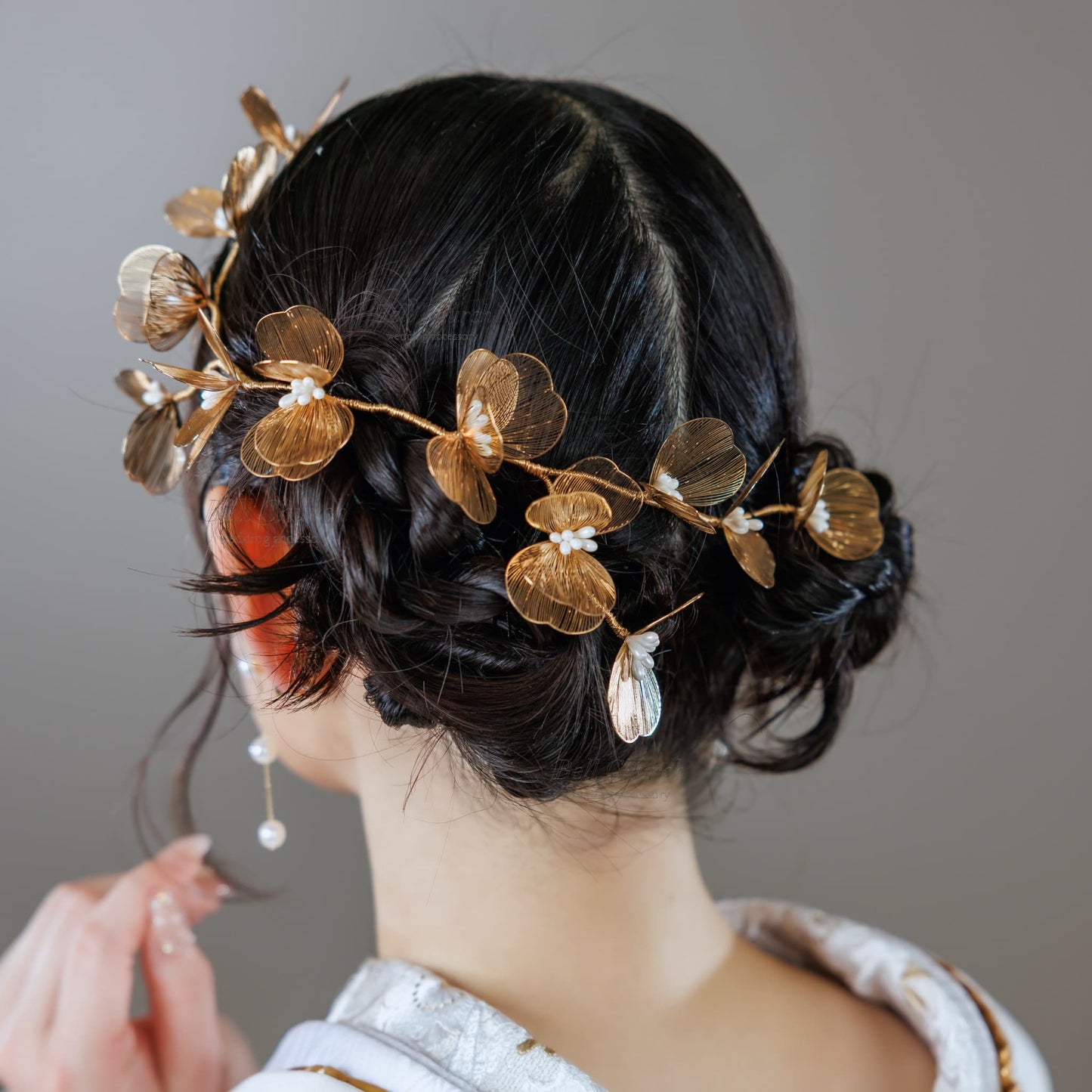 ヘッドドレス お花モチーフ ヴィンテージゴールド (BC-H42)｜ウェディングアクセサリー【結婚式　アクセサリー　ヘッドドレス　ヘアアクセサリー】