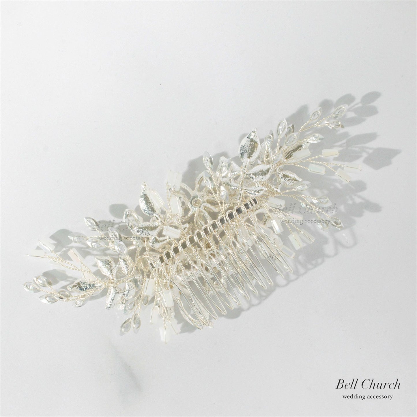 ヘアコーム | 小枝アクセサリー | お花モチーフ | ジルコニア | シルバー | (BC-H45)【結婚式　アクセサリー　ヘッドドレス　ヘアアクセサリー】