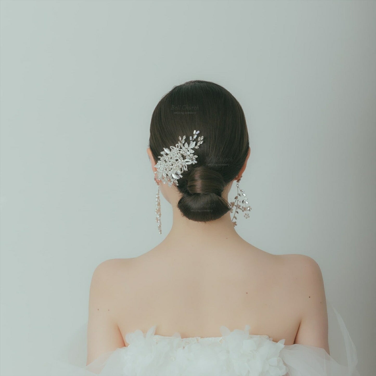 ヘアコーム | 小枝アクセサリー | お花モチーフ | ジルコニア | シルバー | (BC-H45)【結婚式　アクセサリー　ヘッドドレス　ヘアアクセサリー】