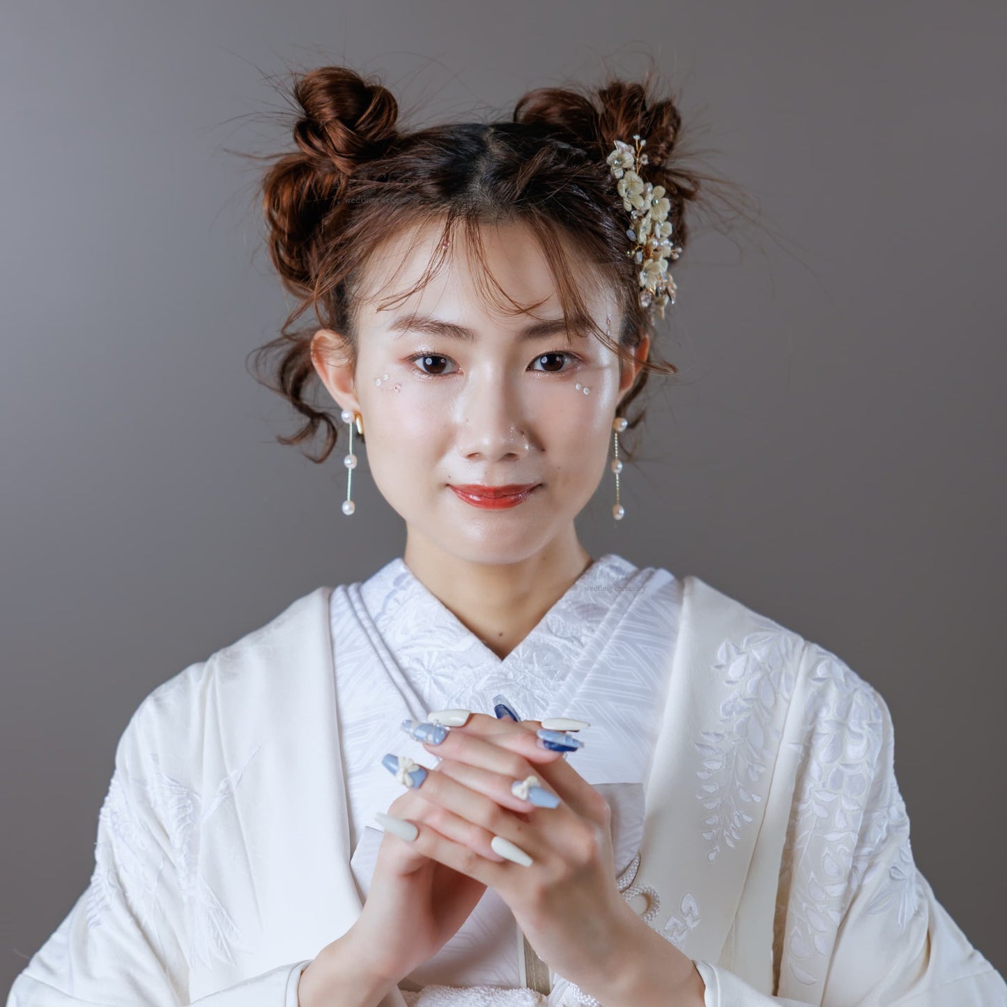 ヘッドピース　3点セット | 小枝アクセサリー | お花モチーフ | ゴールド×ホワイト | (BC-H46)【結婚式　アクセサリー　ヘッドドレス　ヘアアクセサリー】