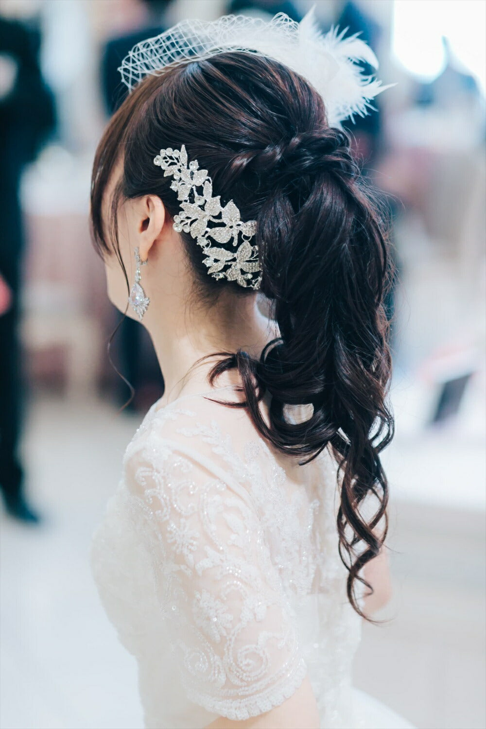 ヘアコーム | キュービックジルコニア | リーフモチーフ | シルバー | (BC-H47)【結婚式　アクセサリー　ヘッドドレス　ヘアアクセサリー】