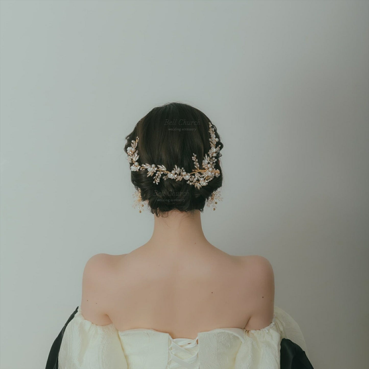 小枝ヘッドドレス | ビジュー　パール | お花モチーフ | ゴールド | (BC-H48)【結婚式　アクセサリー　ヘッドドレス　ヘアアクセサリー】