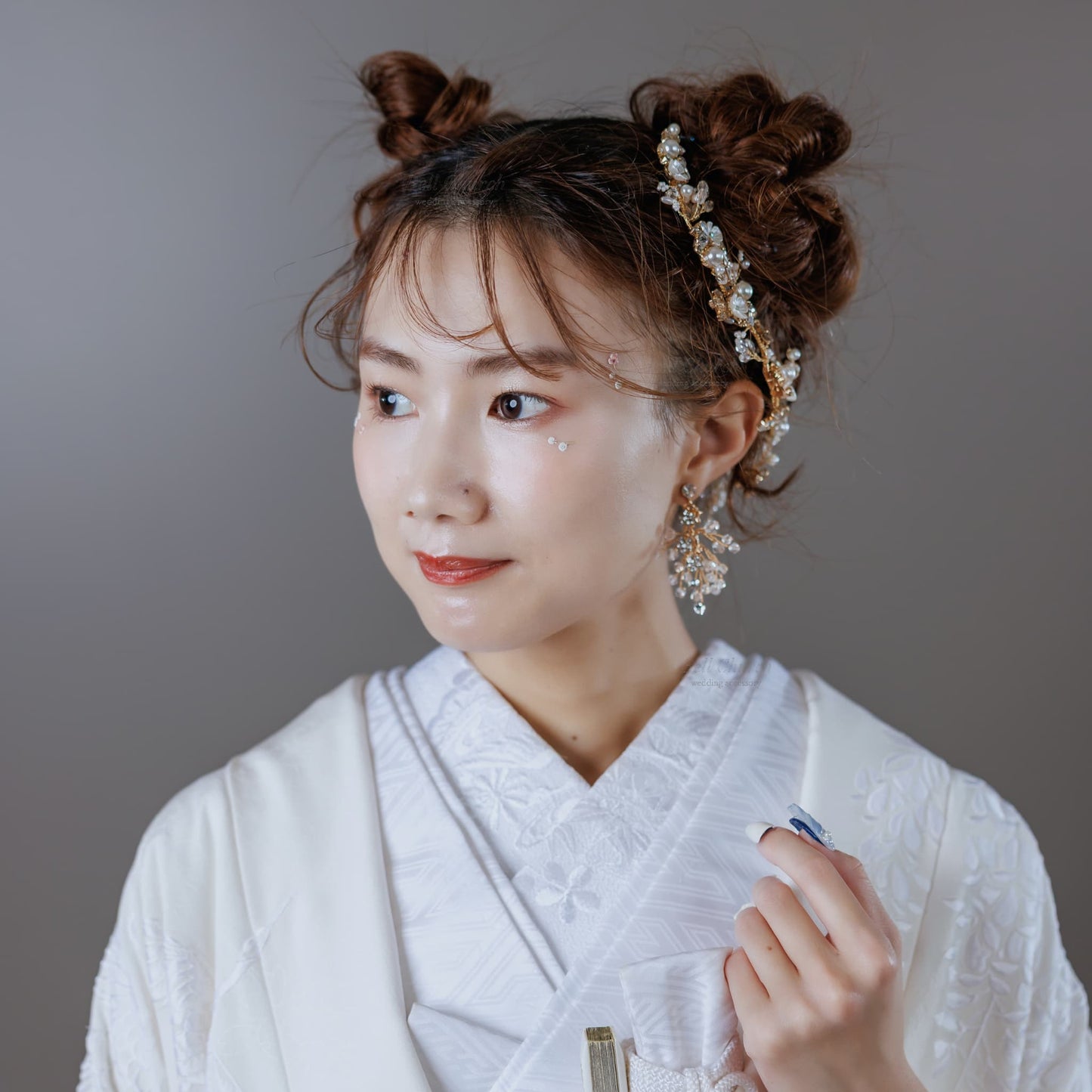 小枝ヘッドドレス | ビジュー　パール | お花モチーフ | ゴールド | (BC-H48)【結婚式　アクセサリー　ヘッドドレス　ヘアアクセサリー】