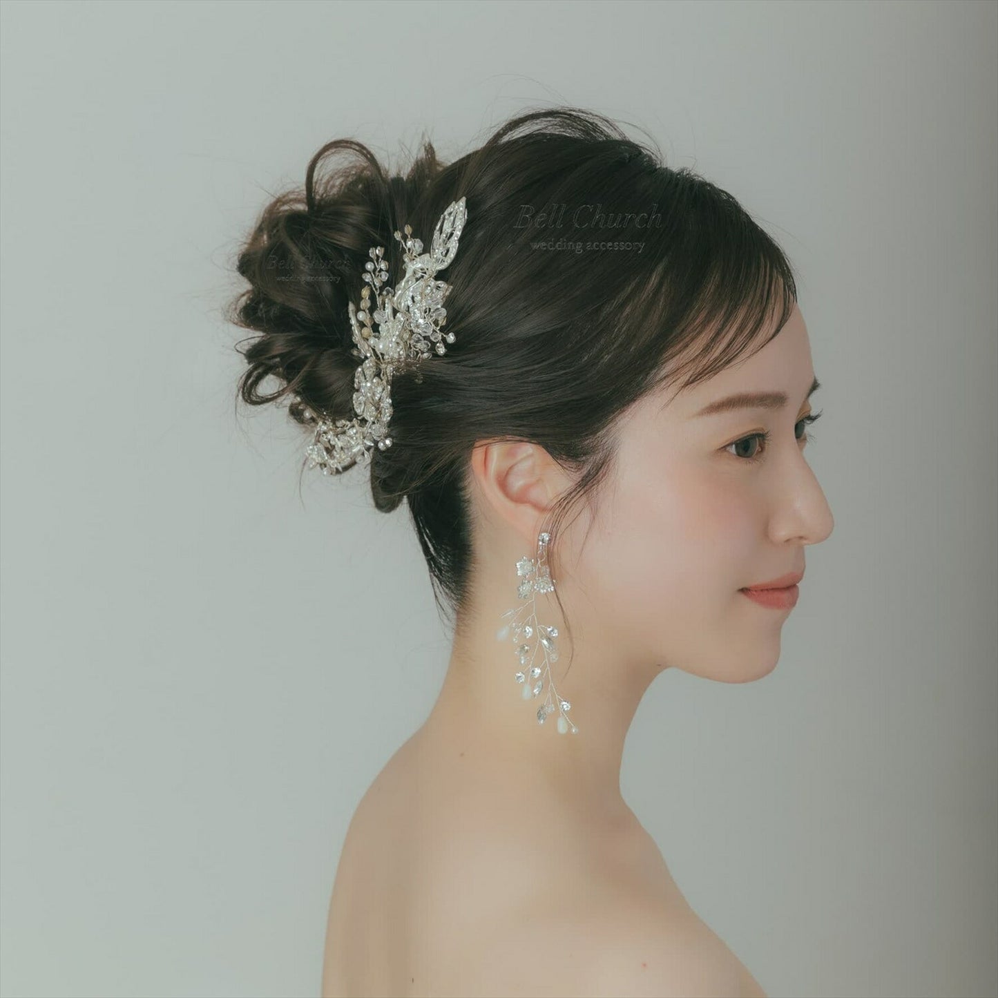 ヘアコーム | 小枝アクセサリー | ジルコニア | お花モチーフ | シルバー | (BC-H49)【結婚式　アクセサリー　ヘッドドレス　ヘアアクセサリー】