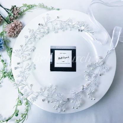 小枝アクセサリー パール & ビジュー シルバー(BC-H4)｜ウェディングアクセサリー【結婚式　アクセサリー　ヘッドドレス　ヘアアクセサリー】
