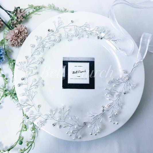 小枝アクセサリー パール & ビジュー シルバー(BC-H4)｜ウェディングアクセサリー【結婚式　アクセサリー　ヘッドドレス　ヘアアクセサリー】