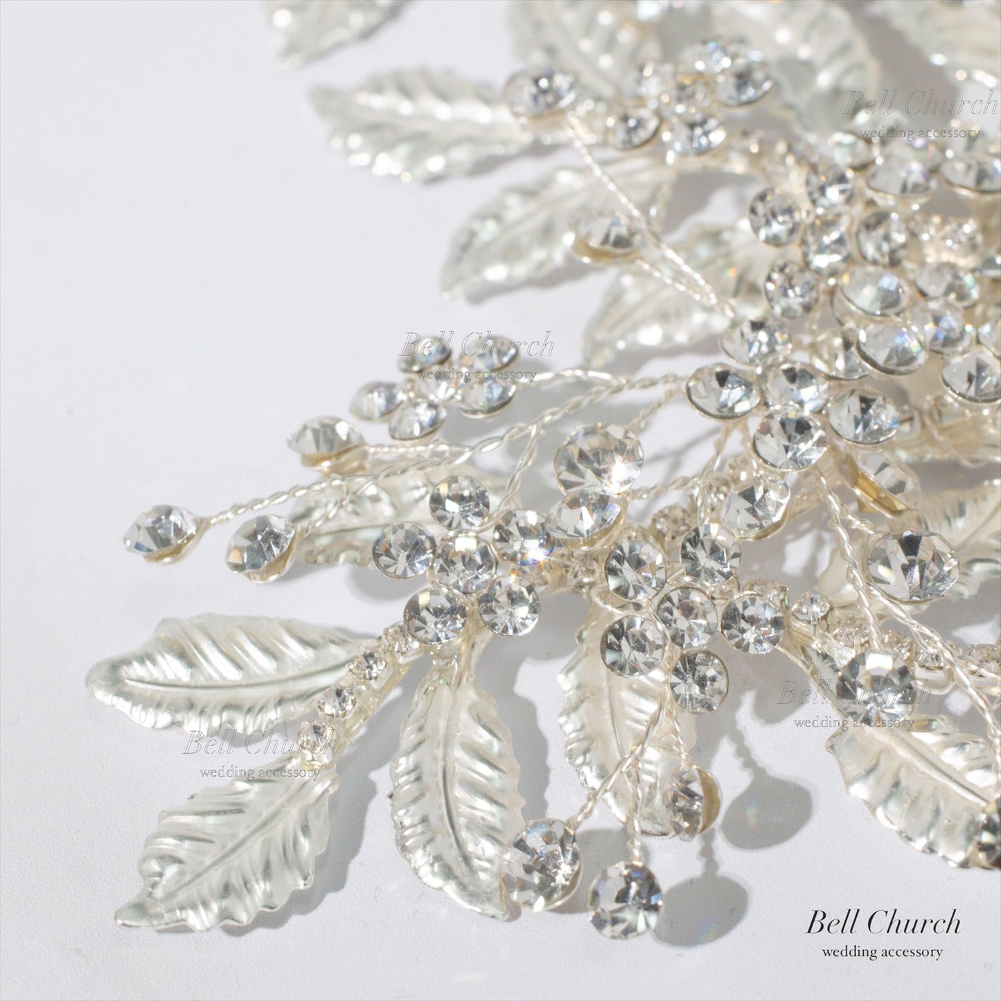 小枝ヘアアクセサリー | ジルコニア | お花モチーフ | シルバー | (BC-H50)【結婚式　アクセサリー　ヘッドドレス　ヘアアクセサリー】