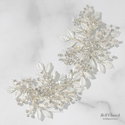 小枝ヘアアクセサリー | ジルコニア | お花モチーフ | シルバー | (BC-H50)【結婚式　アクセサリー　ヘッドドレス　ヘアアクセサリー】