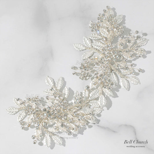 小枝ヘアアクセサリー | ジルコニア | お花モチーフ | シルバー | (BC-H50)【結婚式　アクセサリー　ヘッドドレス　ヘアアクセサリー】