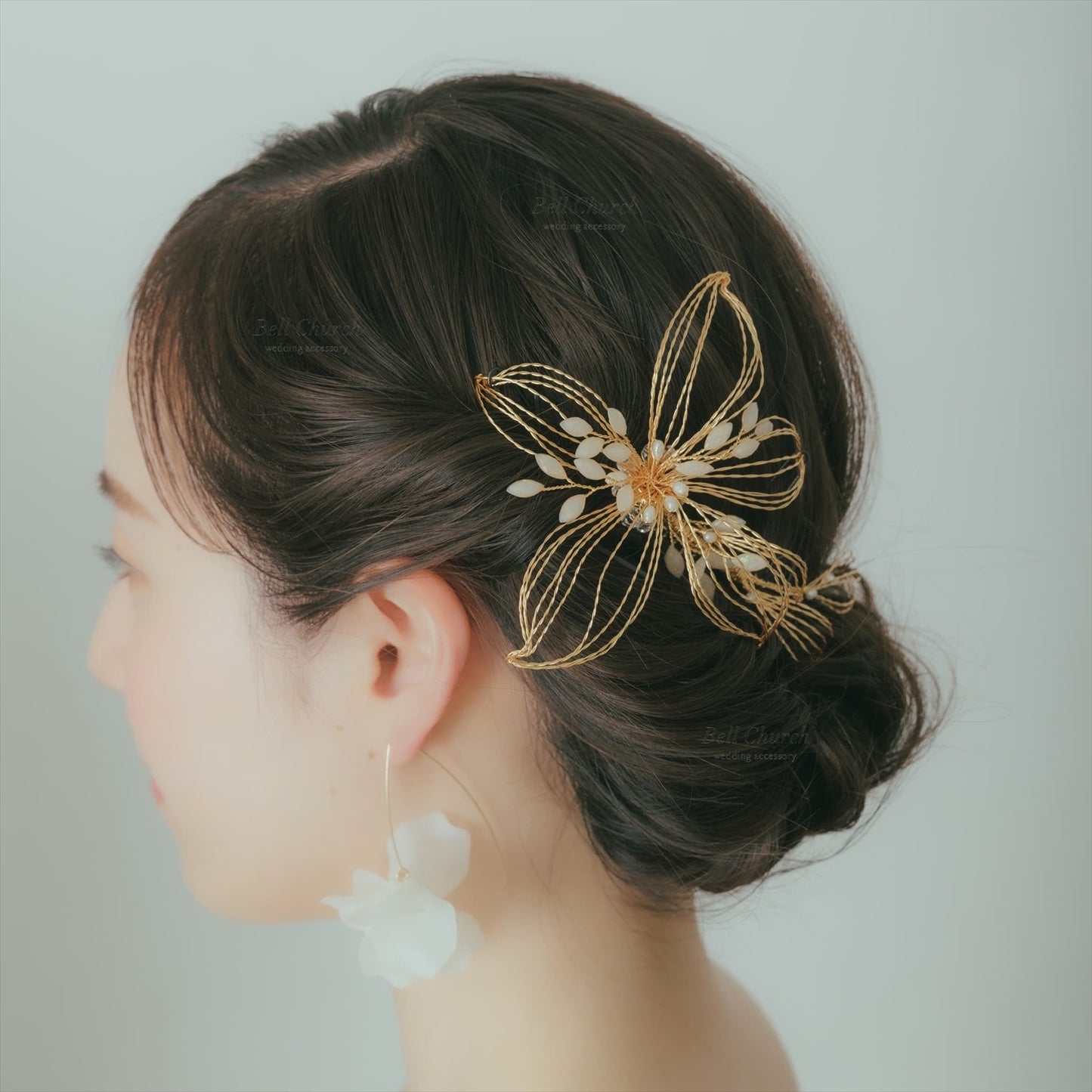 ヘアコーム | お花モチーフ | パール | ゴールド | (BC-H51)【結婚式　アクセサリー　ヘッドドレス　ヘアアクセサリー】