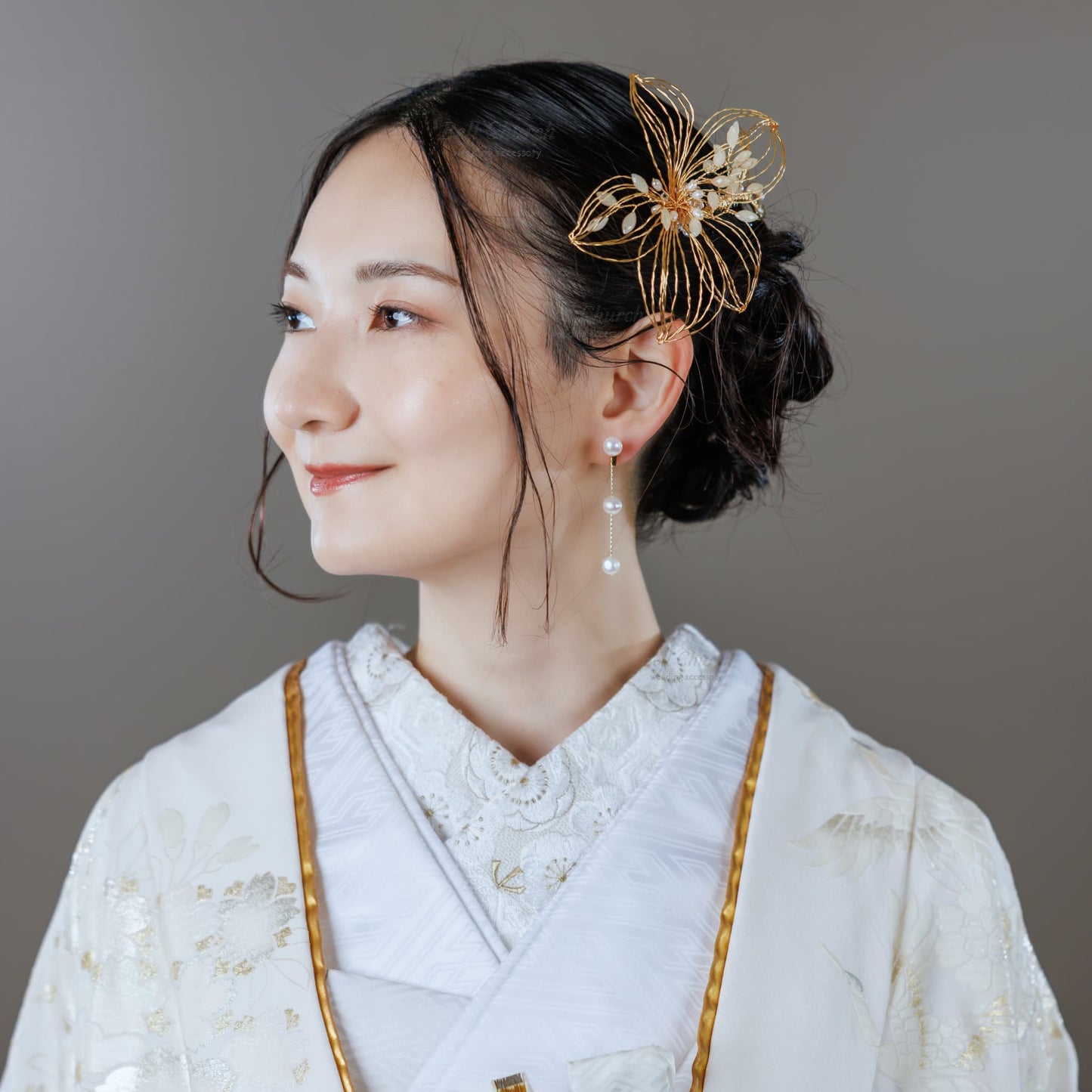 ヘアコーム | お花モチーフ | パール | ゴールド | (BC-H51)【結婚式　アクセサリー　ヘッドドレス　ヘアアクセサリー】