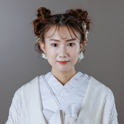 ヘアコーム　3点セット | 小枝アクセサリー | お花モチーフ | シャンパンゴールド×ホワイト | (BC-H53)【結婚式　アクセサリー　ヘッドドレス　ヘアアクセサリー】