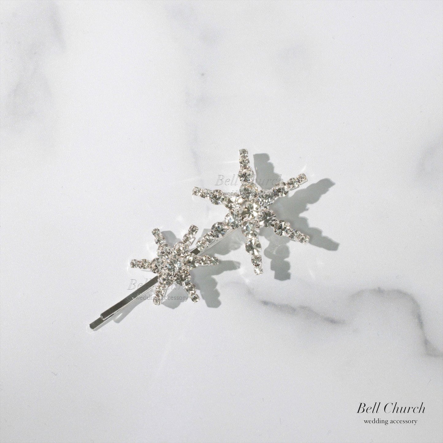 ヘッドピース　4本セット | ビジュー | 星&月モチーフ | シルバー | (BC-H54)【結婚式　アクセサリー　ヘッドドレス　ヘアアクセサリー】