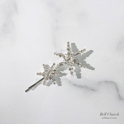 ヘッドピース　4本セット | ビジュー | 星&月モチーフ | シルバー | (BC-H54)【結婚式　アクセサリー　ヘッドドレス　ヘアアクセサリー】