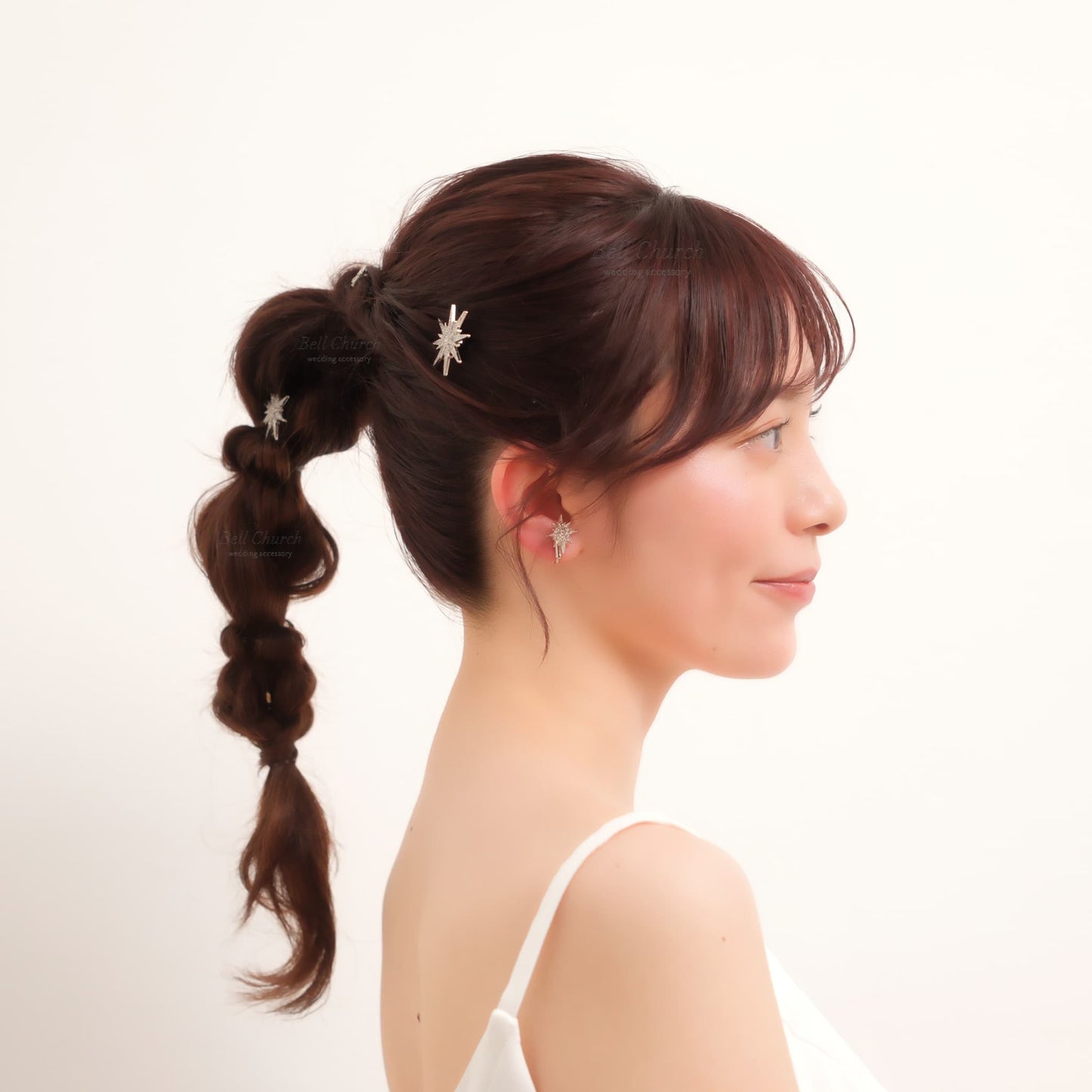 ヘッドピース　7点セット | ジルコニア | 星&月モチーフ | シルバー | (BC-H57)【結婚式　アクセサリー　ヘッドドレス　ヘアアクセサリー】