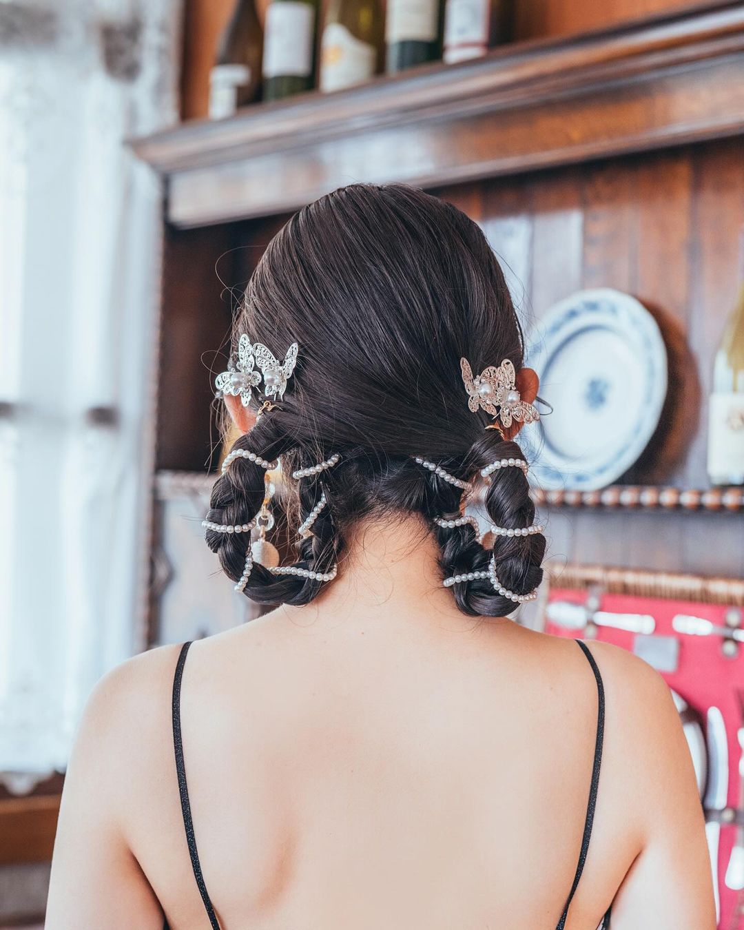 ヘッドピース　6点セット | パール | 蝶モチーフ | シルバー | (BC-H58)【結婚式　アクセサリー　ヘッドドレス　ヘアアクセサリー】