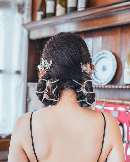 ヘッドピース　6点セット | パール | 蝶モチーフ | シルバー | (BC-H58)【結婚式　アクセサリー　ヘッドドレス　ヘアアクセサリー】