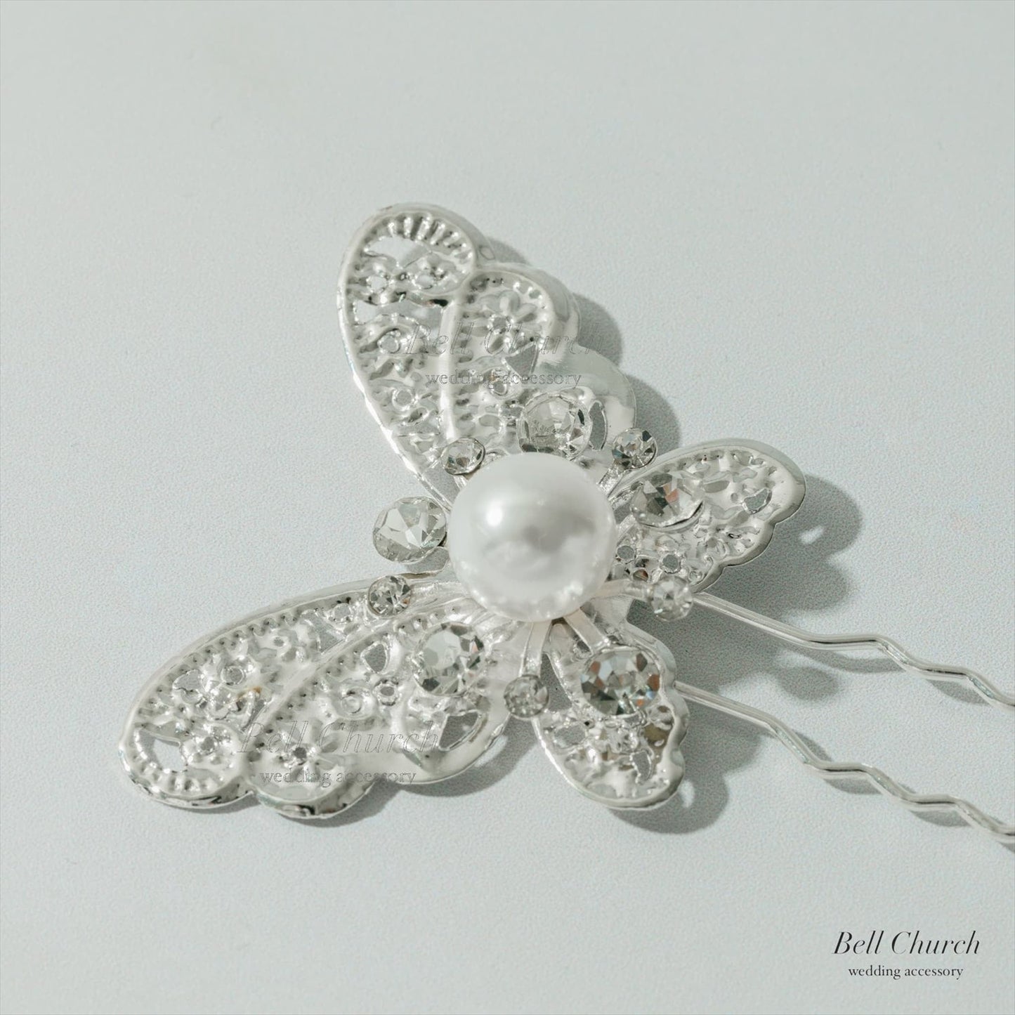 ヘッドピース　6点セット | パール | 蝶モチーフ | シルバー | (BC-H58)【結婚式　アクセサリー　ヘッドドレス　ヘアアクセサリー】