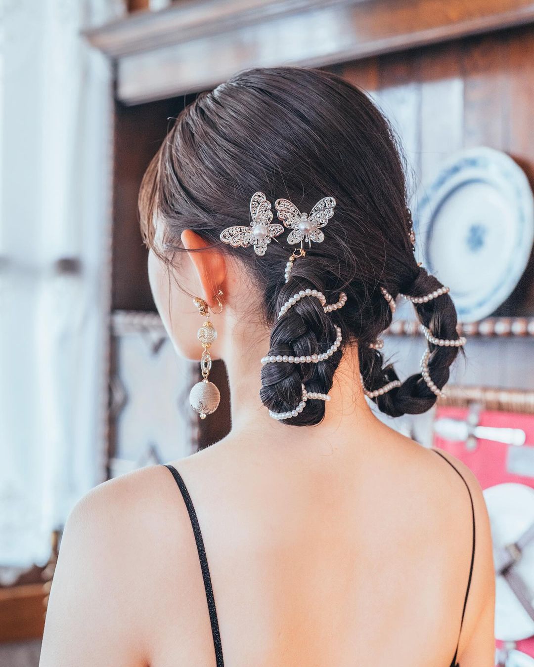 ヘッドピース　6点セット | パール | 蝶モチーフ | シルバー | (BC-H58)【結婚式　アクセサリー　ヘッドドレス　ヘアアクセサリー】