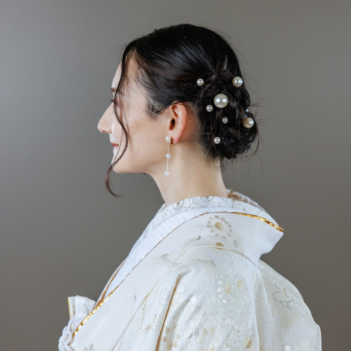 ヘッドピース　18本セット | パール | ホワイト×ゴールド | (BC-H59)【結婚式　アクセサリー　ヘッドドレス　ヘアアクセサリー】