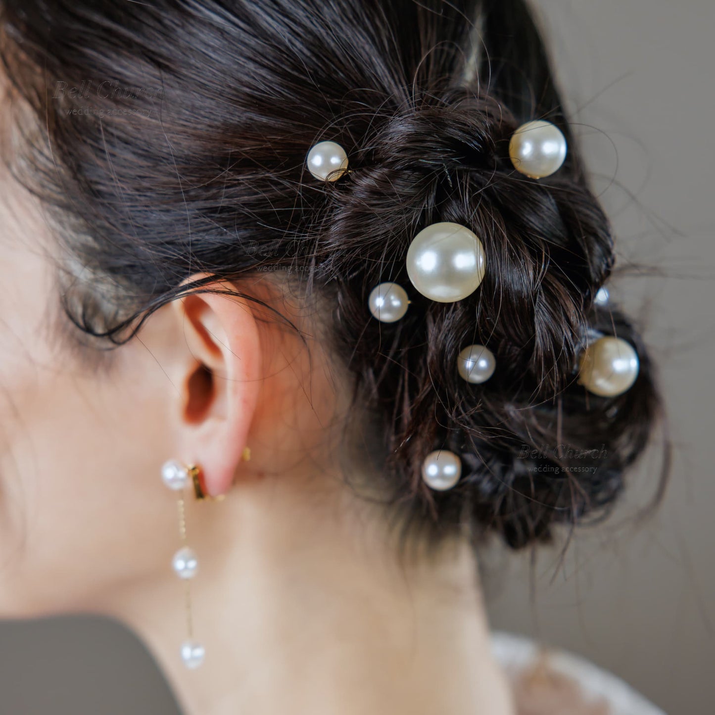 ヘッドピース　18本セット | パール | ホワイト×ゴールド | (BC-H59)【結婚式　アクセサリー　ヘッドドレス　ヘアアクセサリー】