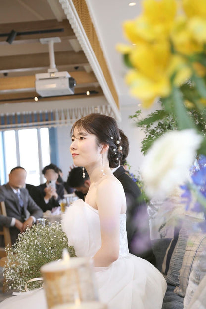 ヘッドピース　18本セット | パール | ホワイト×ゴールド | (BC-H59)【結婚式　アクセサリー　ヘッドドレス　ヘアアクセサリー】