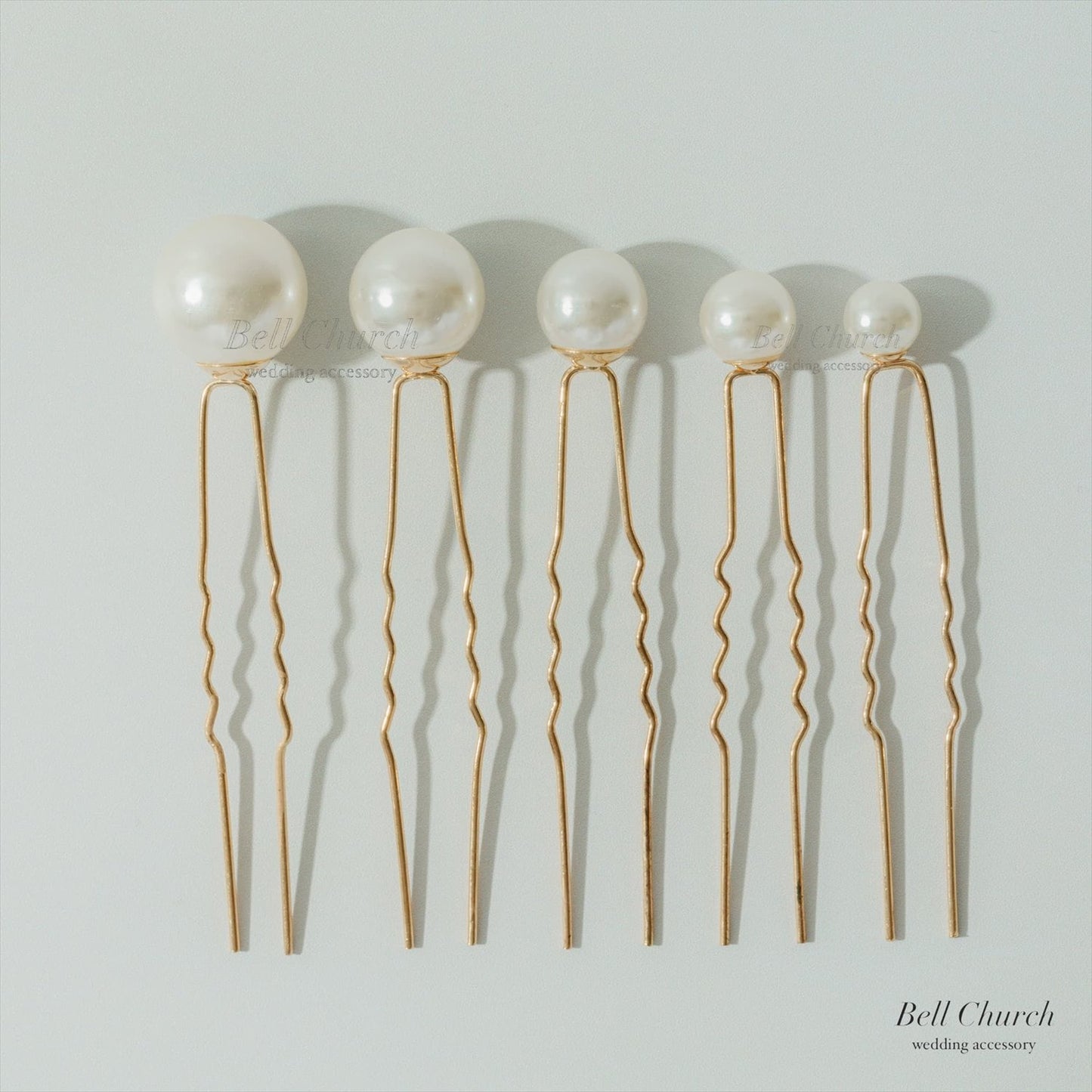 ヘッドピース　18本セット | パール | ホワイト×ゴールド | (BC-H59)【結婚式　アクセサリー　ヘッドドレス　ヘアアクセサリー】