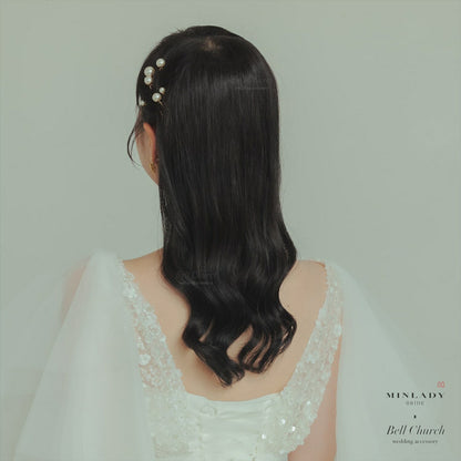 ヘッドピース　18本セット | パール | ホワイト×ゴールド | (BC-H59)【結婚式　アクセサリー　ヘッドドレス　ヘアアクセサリー】