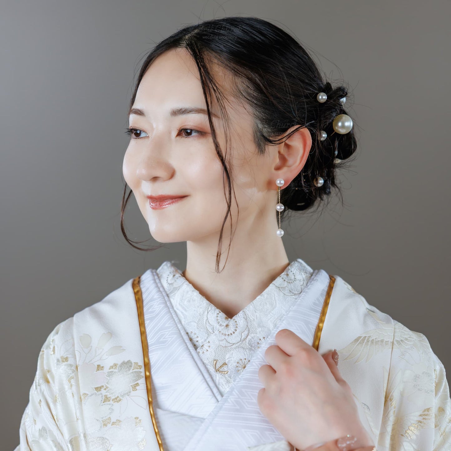 ヘッドピース　18本セット | パール | ホワイト×ゴールド | (BC-H59)【結婚式　アクセサリー　ヘッドドレス　ヘアアクセサリー】