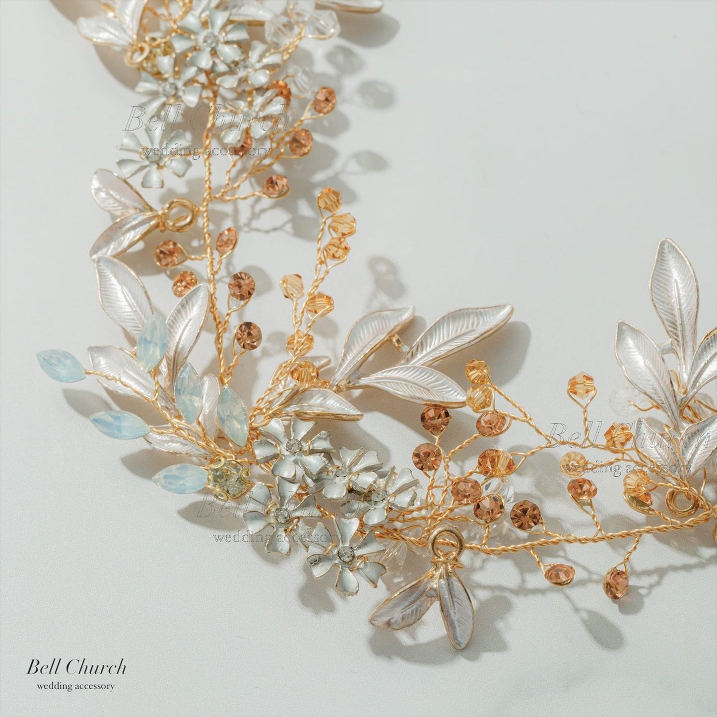 小枝ヘアアクセサリー | ジルコニア | お花モチーフ | ゴールド | (BC-H60)【結婚式　アクセサリー　ヘッドドレス　ヘアアクセサリー】