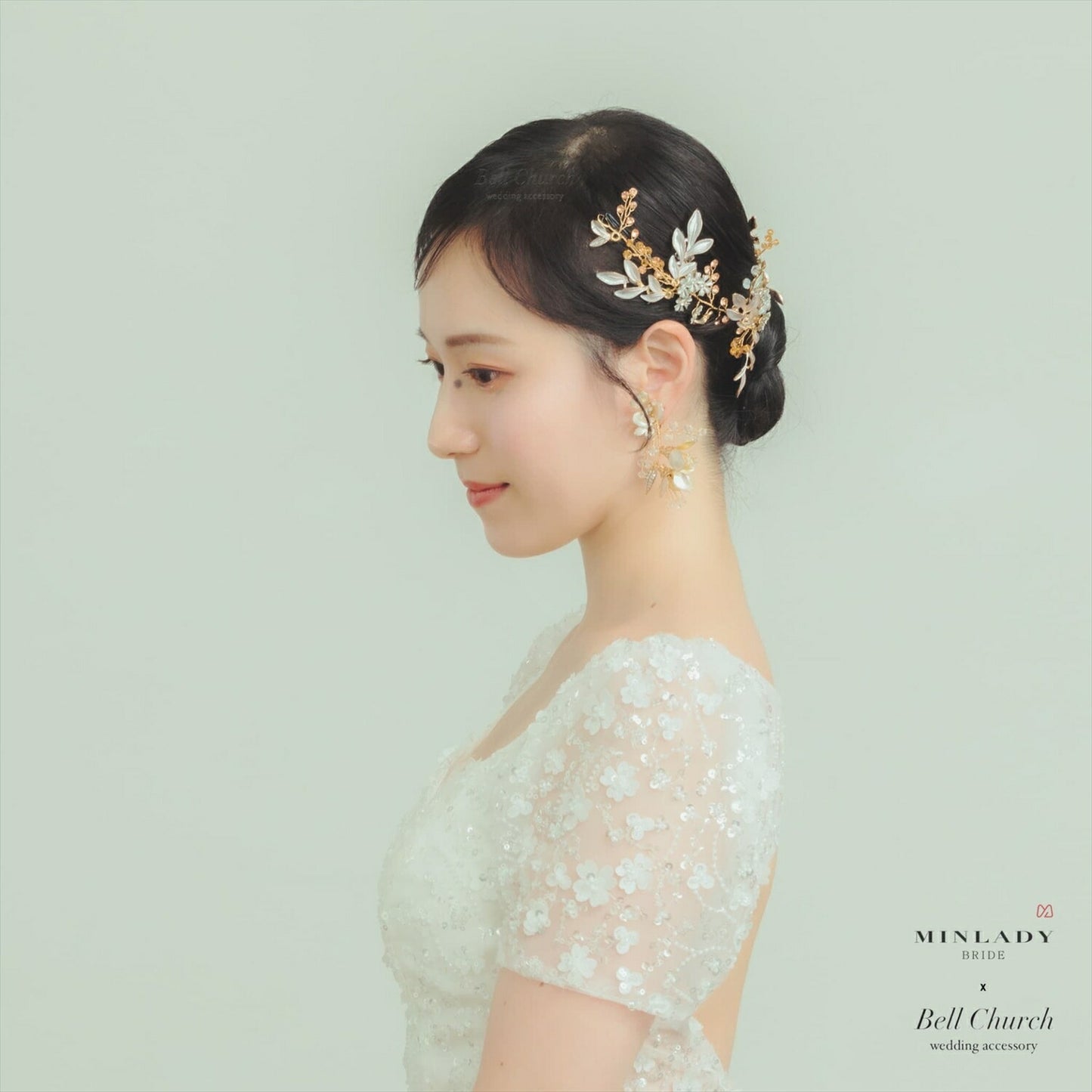 小枝ヘアアクセサリー | ジルコニア | お花モチーフ | ゴールド | (BC-H60)【結婚式　アクセサリー　ヘッドドレス　ヘアアクセサリー】