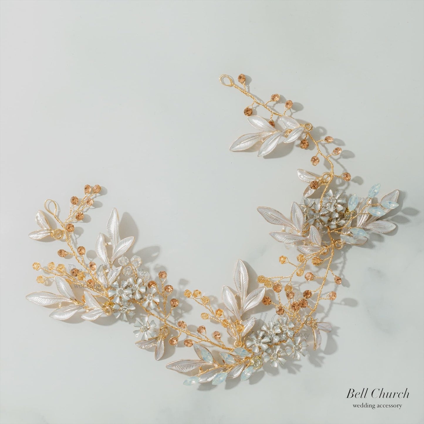 小枝ヘアアクセサリー | ジルコニア | お花モチーフ | ゴールド | (BC-H60)【結婚式　アクセサリー　ヘッドドレス　ヘアアクセサリー】