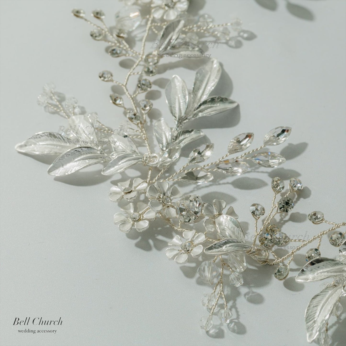 小枝ヘアアクセサリー | ジルコニア | お花モチーフ | シルバー | (BC-H61)【結婚式　アクセサリー　ヘッドドレス　ヘアアクセサリー】