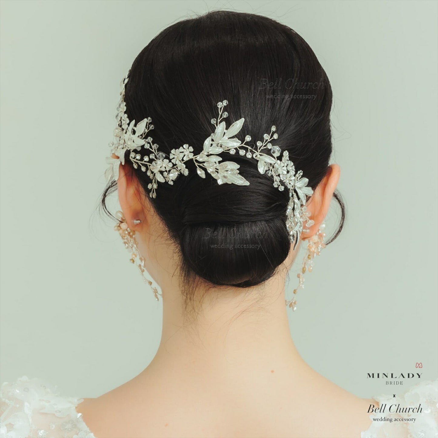 小枝ヘアアクセサリー | ジルコニア | お花モチーフ | シルバー | (BC-H61)【結婚式　アクセサリー　ヘッドドレス　ヘアアクセサリー】