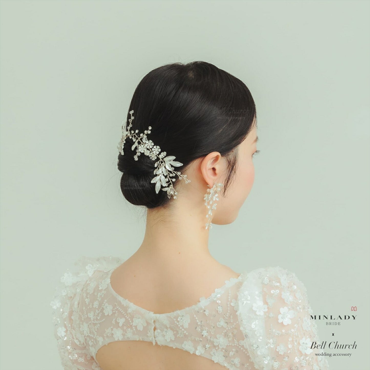 小枝ヘアアクセサリー | ジルコニア | お花モチーフ | シルバー | (BC-H61)【結婚式　アクセサリー　ヘッドドレス　ヘアアクセサリー】