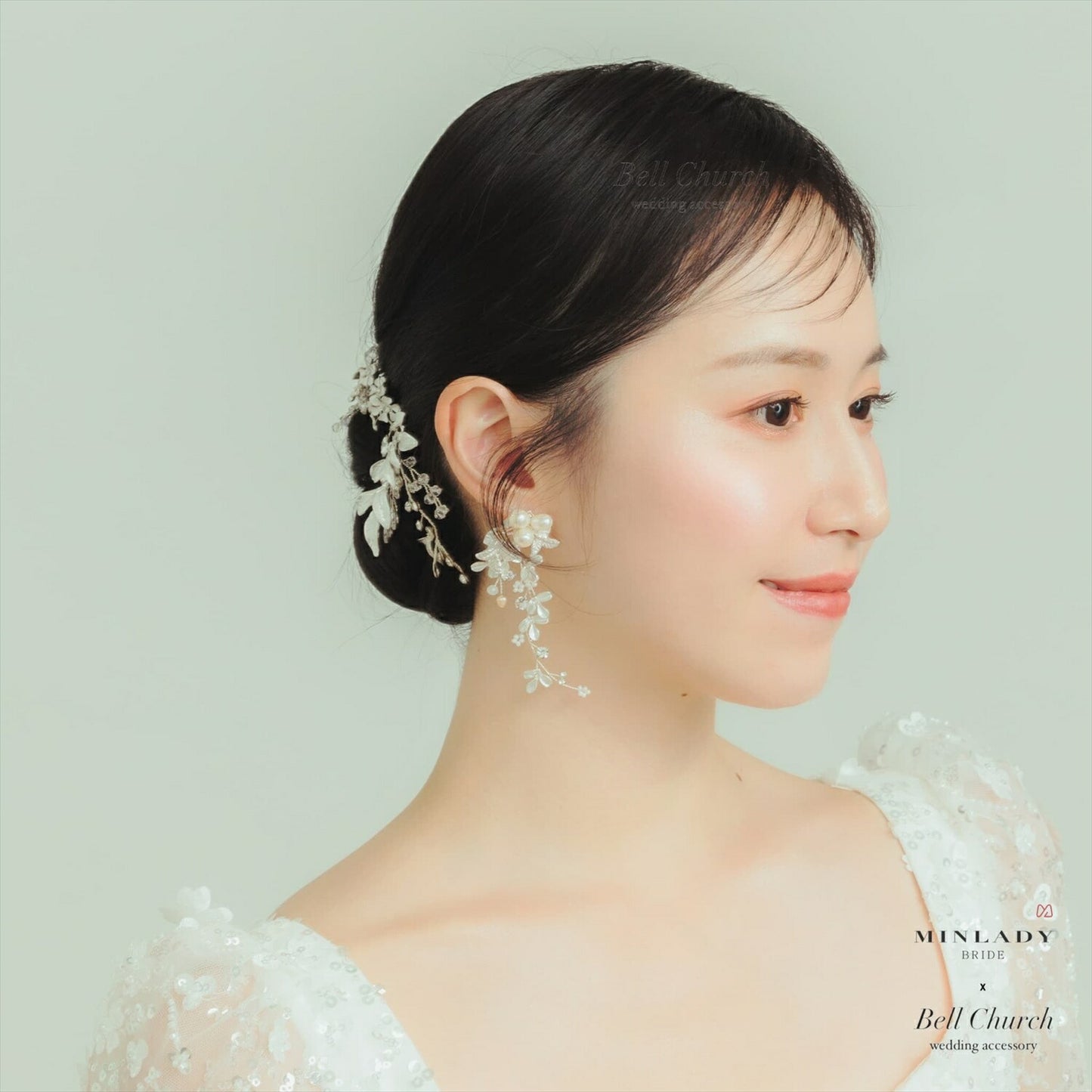 小枝ヘアアクセサリー | ジルコニア | お花モチーフ | シルバー | (BC-H61)【結婚式　アクセサリー　ヘッドドレス　ヘアアクセサリー】