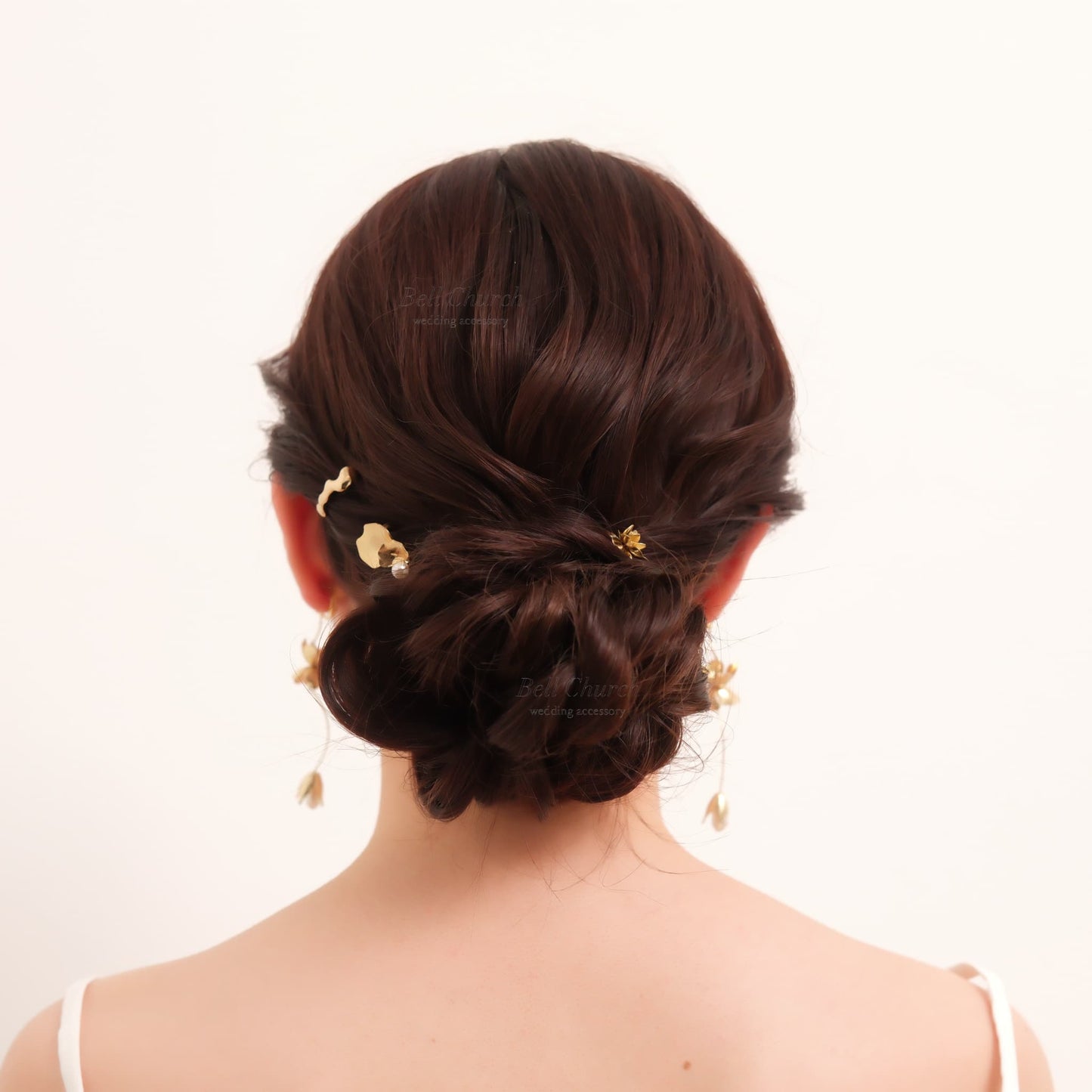 ヘアカフ 3点セット ヘアポニー ポニーフック パール お花 フラワー ペタル メタル ストーン ミニカフ｜ゴールド (BC-H64)【結婚式　アクセサリー　ヘアアクセサリー　ヘアカフ】