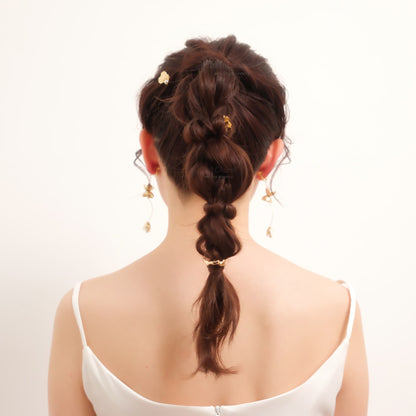 ヘアカフ 3点セット ヘアポニー ポニーフック パール お花 フラワー ペタル メタル ストーン ミニカフ｜ゴールド (BC-H64)【結婚式　アクセサリー　ヘアアクセサリー　ヘアカフ】