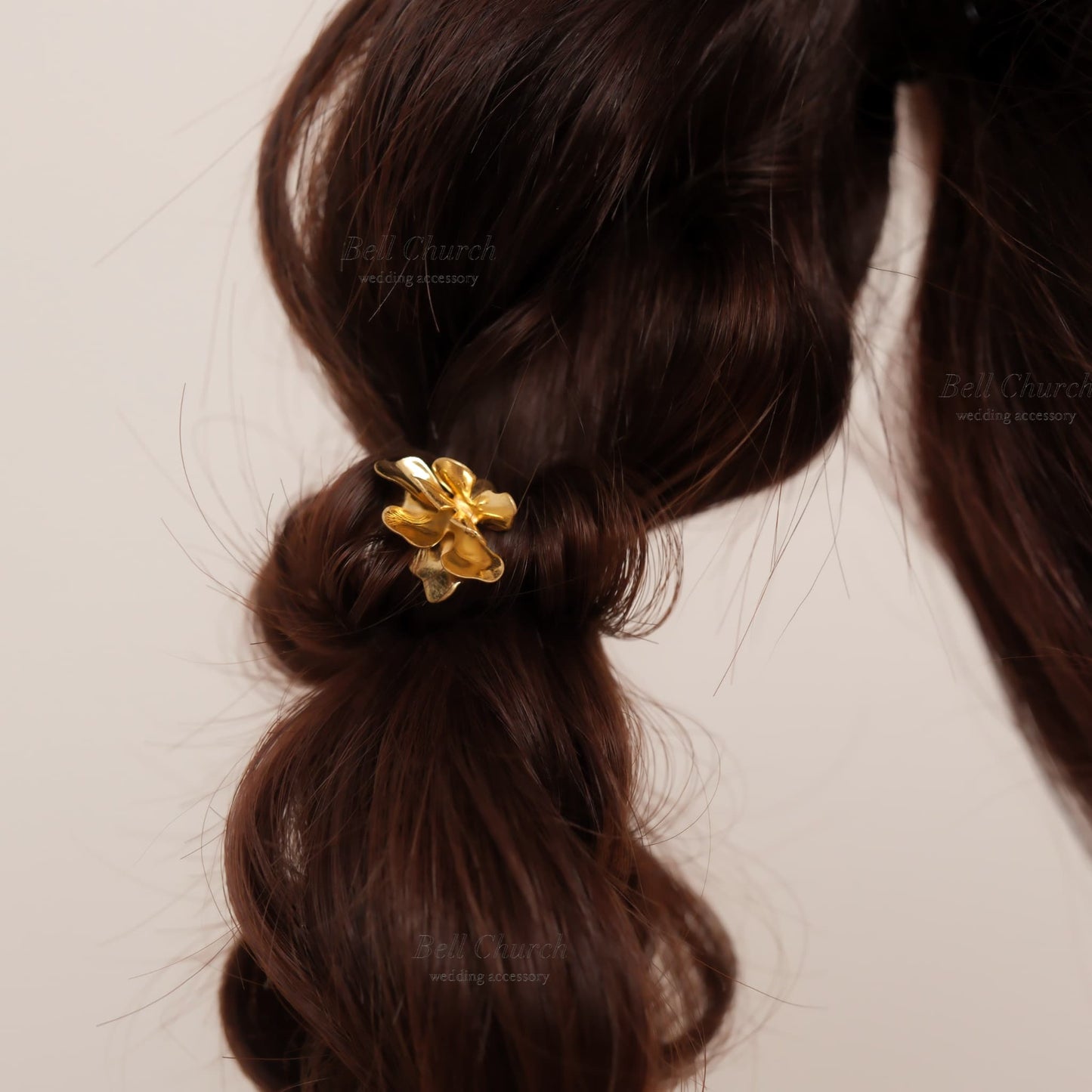 ヘアカフ 3点セット ヘアポニー ポニーフック パール お花 フラワー ペタル メタル ストーン ミニカフ｜ゴールド (BC-H64)【結婚式　アクセサリー　ヘアアクセサリー　ヘアカフ】