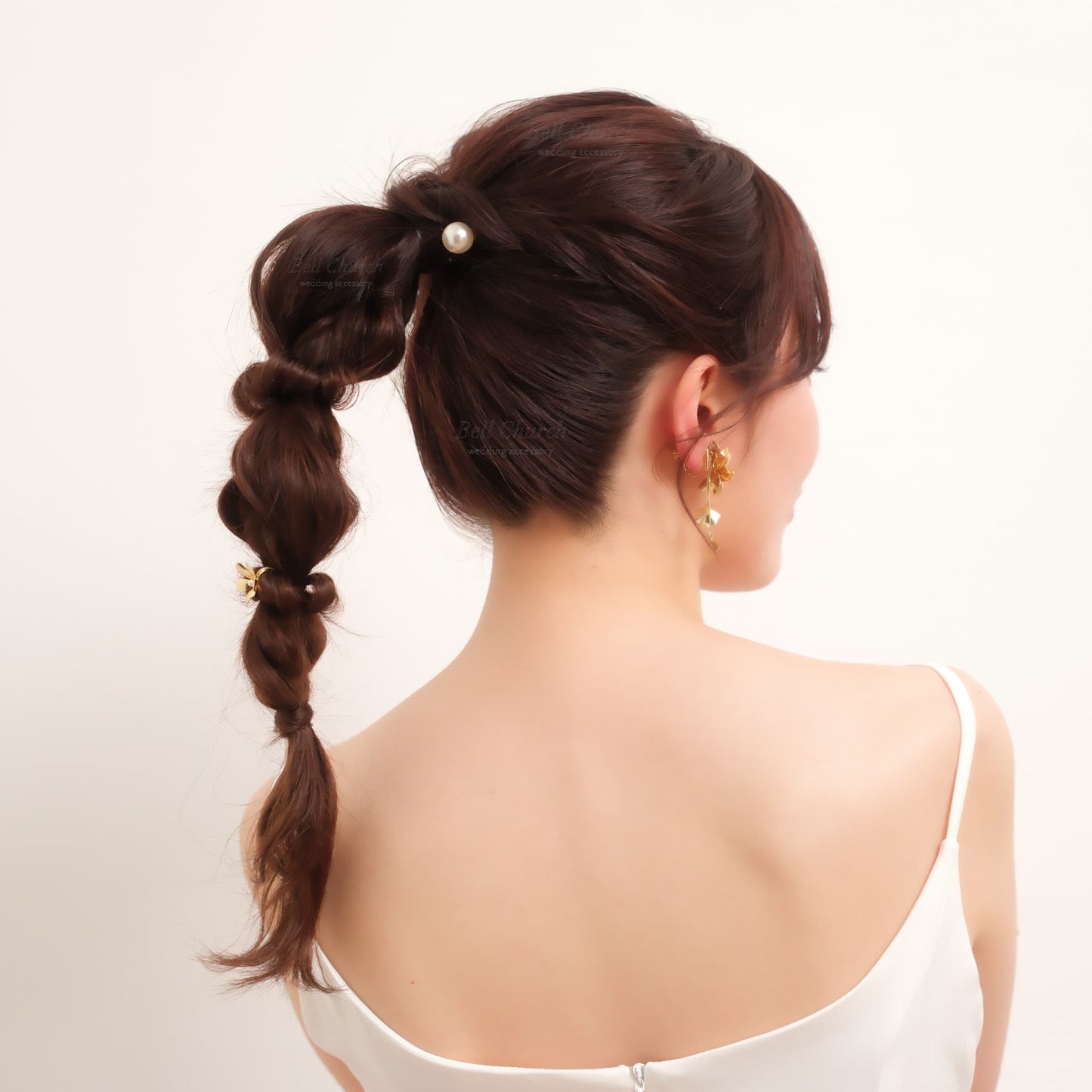 ヘアカフ 3点セット ヘアポニー ポニーフック パール お花 フラワー ペタル メタル ストーン ミニカフ｜ゴールド (BC-H66)【結婚式　アクセサリー　ヘアアクセサリー　ヘアカフ】