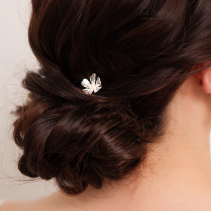 ヘアカフ 3点セット ヘアポニー ポニーフック パール お花 フラワー ペタル メタル ストーン ミニカフ｜シルバー (BC-H67)【結婚式　アクセサリー　ヘアアクセサリー　ヘアカフ】