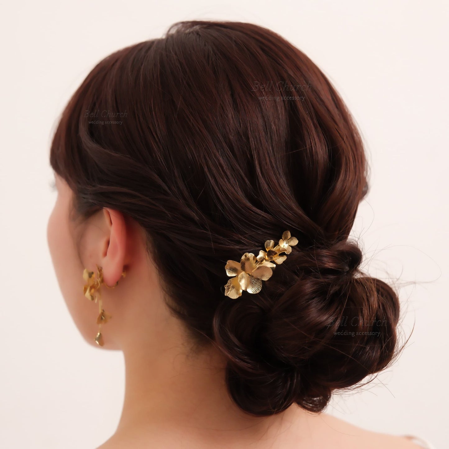 ブライダル ヘアクリップ フラワーお花 メタル ニュアンス ｜ゴールド (BC-H68)【結婚式　アクセサリー　ヘアアクセサリー　ヘアクリップ】