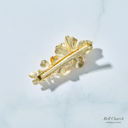 ブライダル ヘアクリップ フラワーお花 メタル ニュアンス ｜ゴールド (BC-H68)【結婚式　アクセサリー　ヘアアクセサリー　ヘアクリップ】
