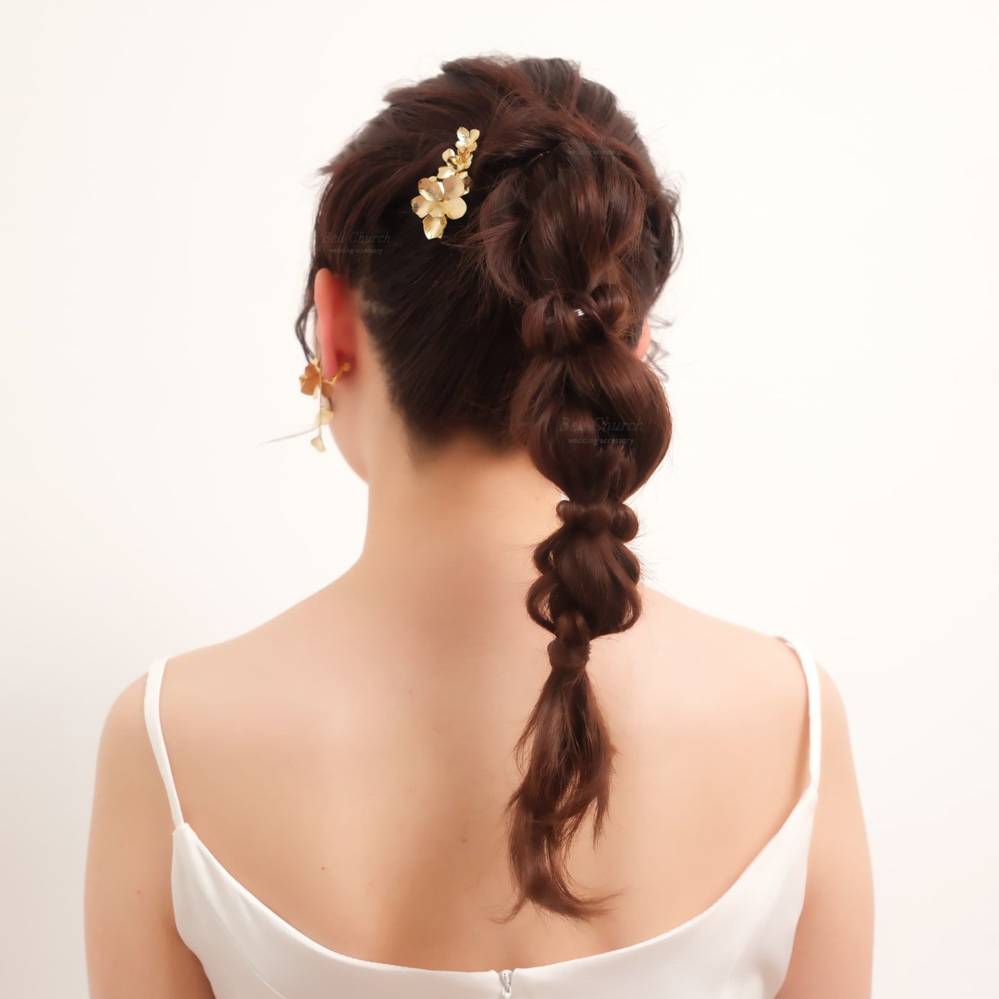 ブライダル ヘアクリップ フラワーお花 メタル ニュアンス ｜ゴールド (BC-H68)【結婚式　アクセサリー　ヘアアクセサリー　ヘアクリップ】