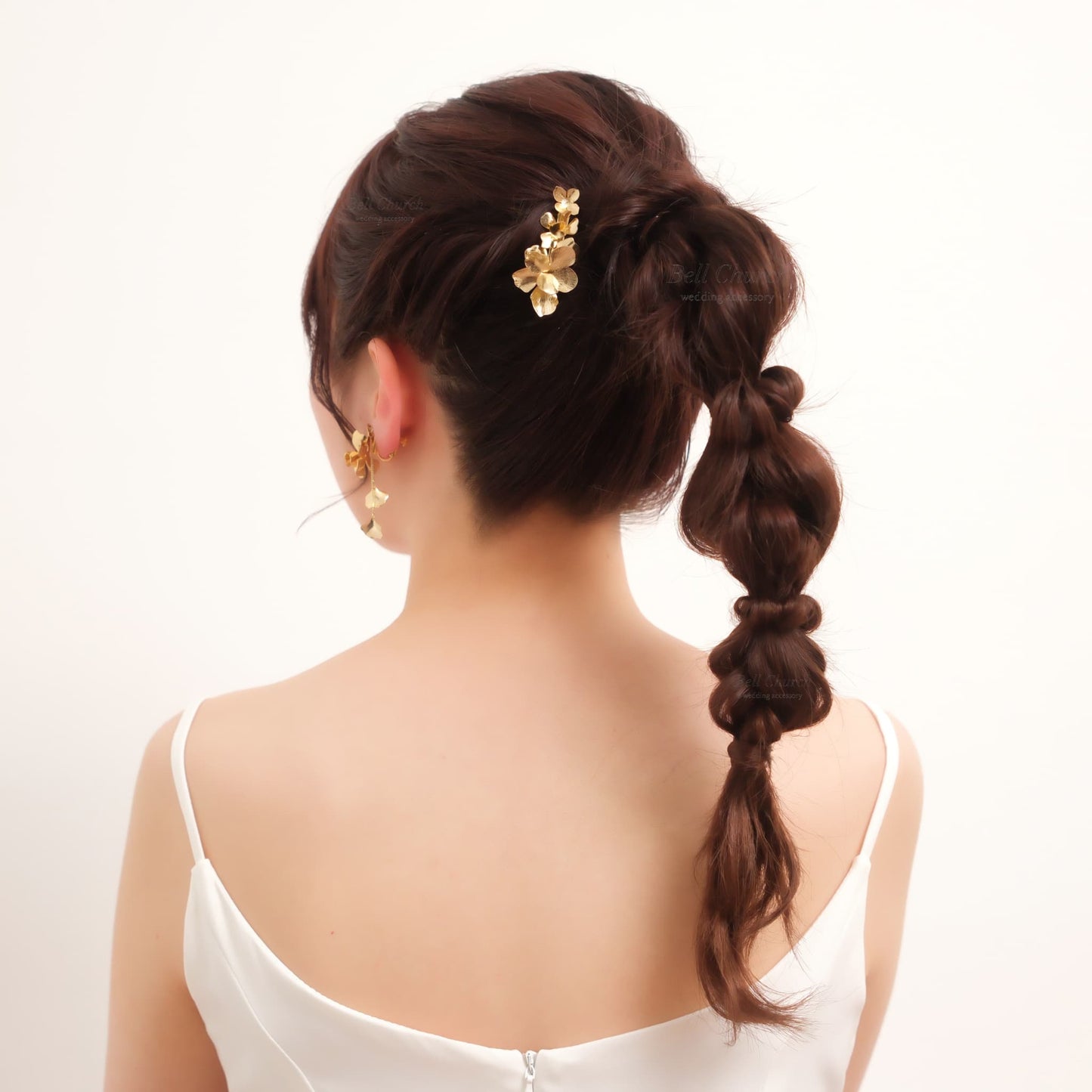 ブライダル ヘアクリップ フラワーお花 メタル ニュアンス ｜ゴールド (BC-H68)【結婚式　アクセサリー　ヘアアクセサリー　ヘアクリップ】