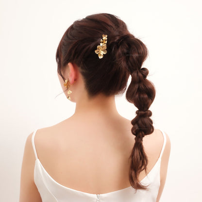 ブライダル ヘアクリップ フラワーお花 メタル ニュアンス ｜ゴールド (BC-H68)【結婚式　アクセサリー　ヘアアクセサリー　ヘアクリップ】