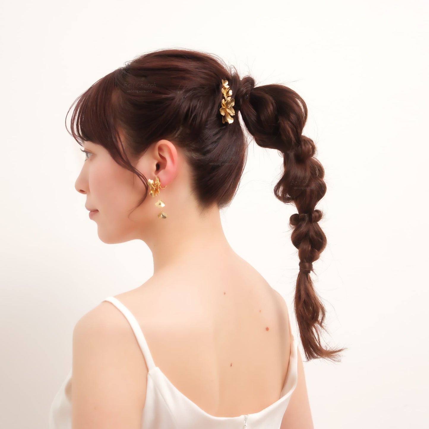 ブライダル ヘアクリップ フラワーお花 メタル ニュアンス ｜ゴールド (BC-H68)【結婚式　アクセサリー　ヘアアクセサリー　ヘアクリップ】