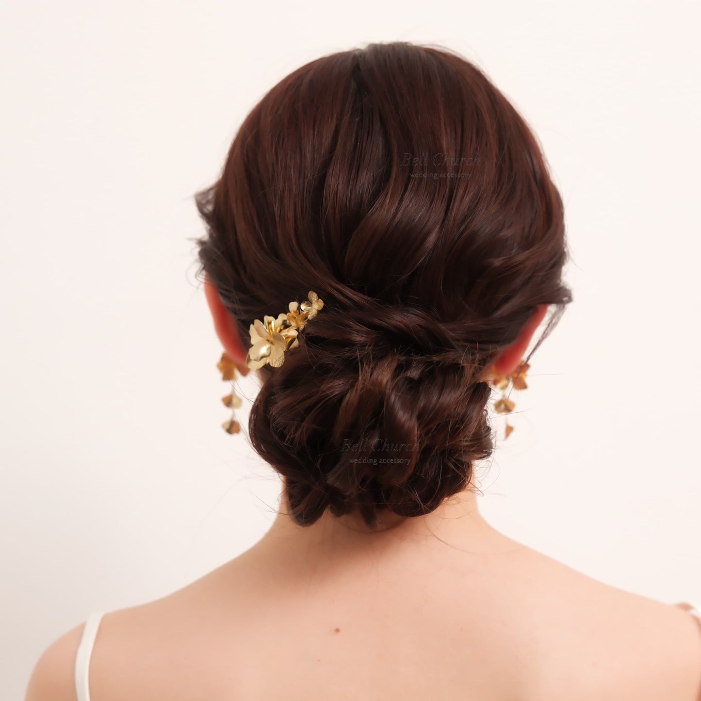 ブライダル ヘアクリップ フラワーお花 メタル ニュアンス ｜ゴールド (BC-H68)【結婚式　アクセサリー　ヘアアクセサリー　ヘアクリップ】