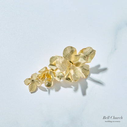 ブライダル ヘアクリップ フラワーお花 メタル ニュアンス ｜ゴールド (BC-H68)【結婚式　アクセサリー　ヘアアクセサリー　ヘアクリップ】