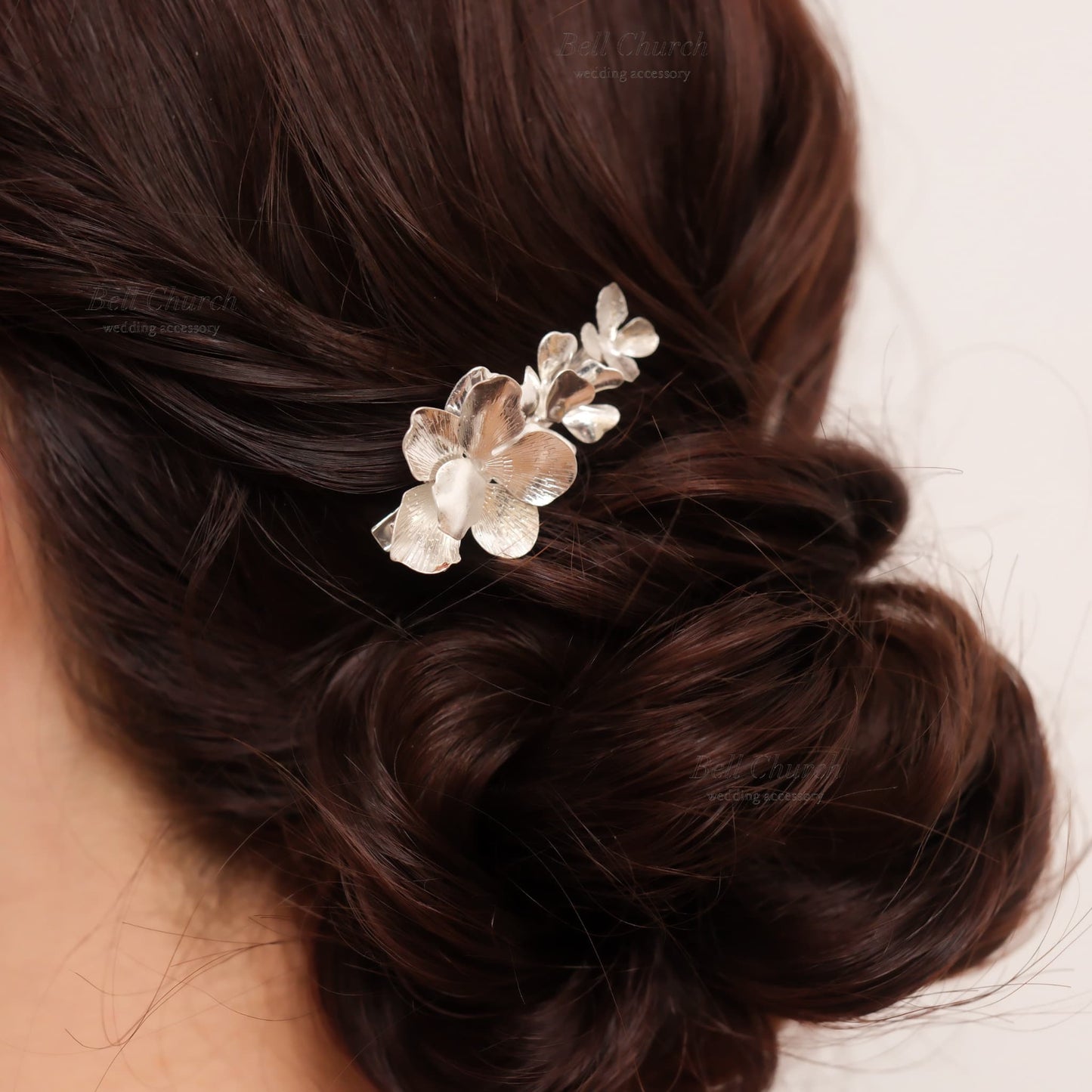 ブライダル ヘアクリップ フラワーお花 メタル ニュアンス ｜シルバー (BC-H69)【結婚式　アクセサリー　ヘアアクセサリー　ヘアクリップ】